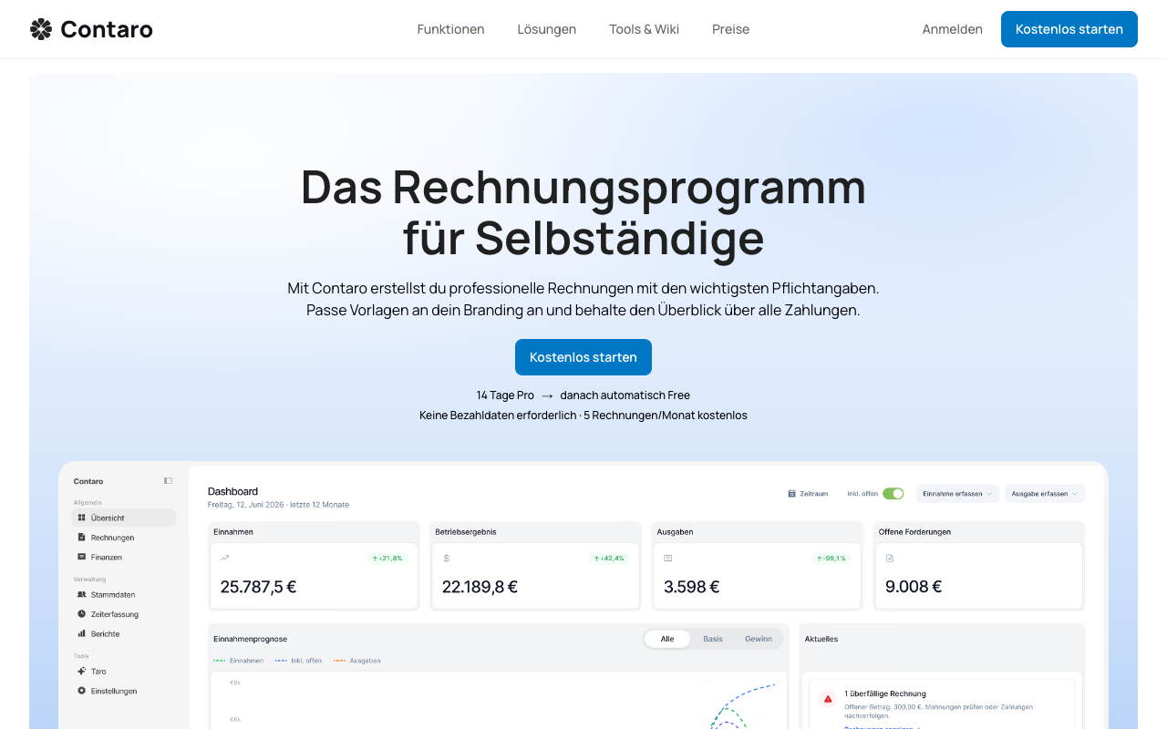 Screenshot von Contaro