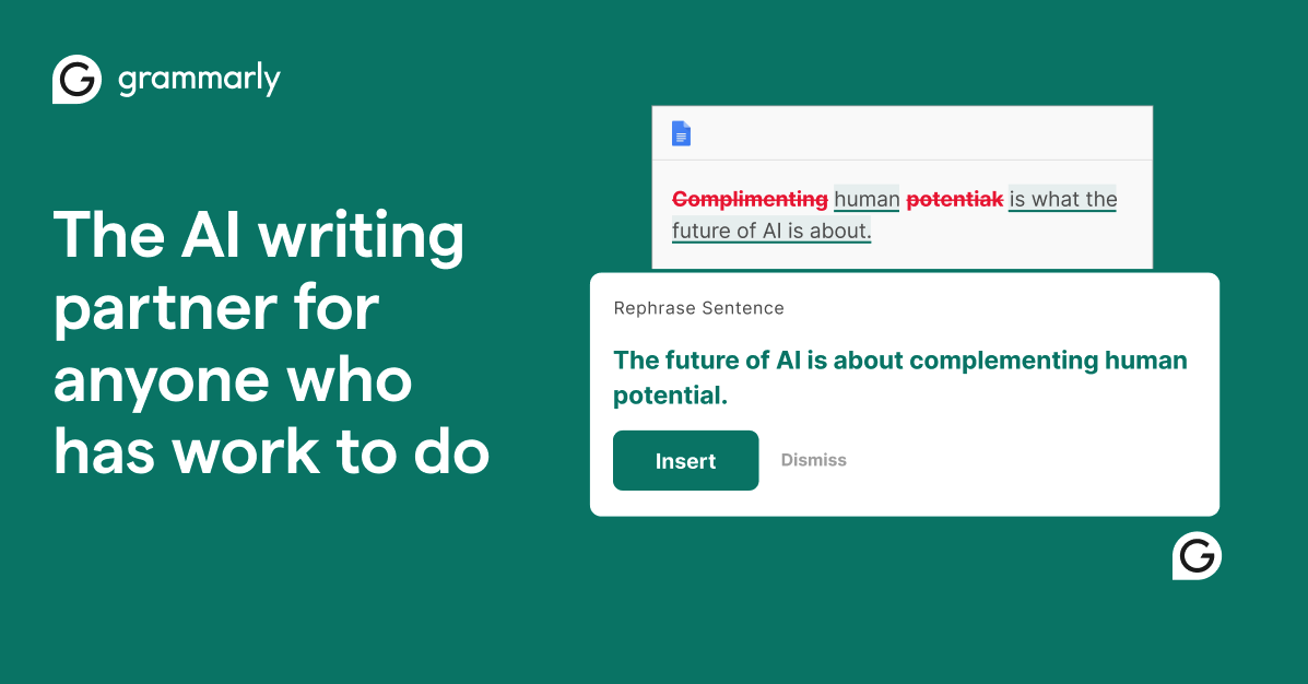 Screenshot von Grammarly