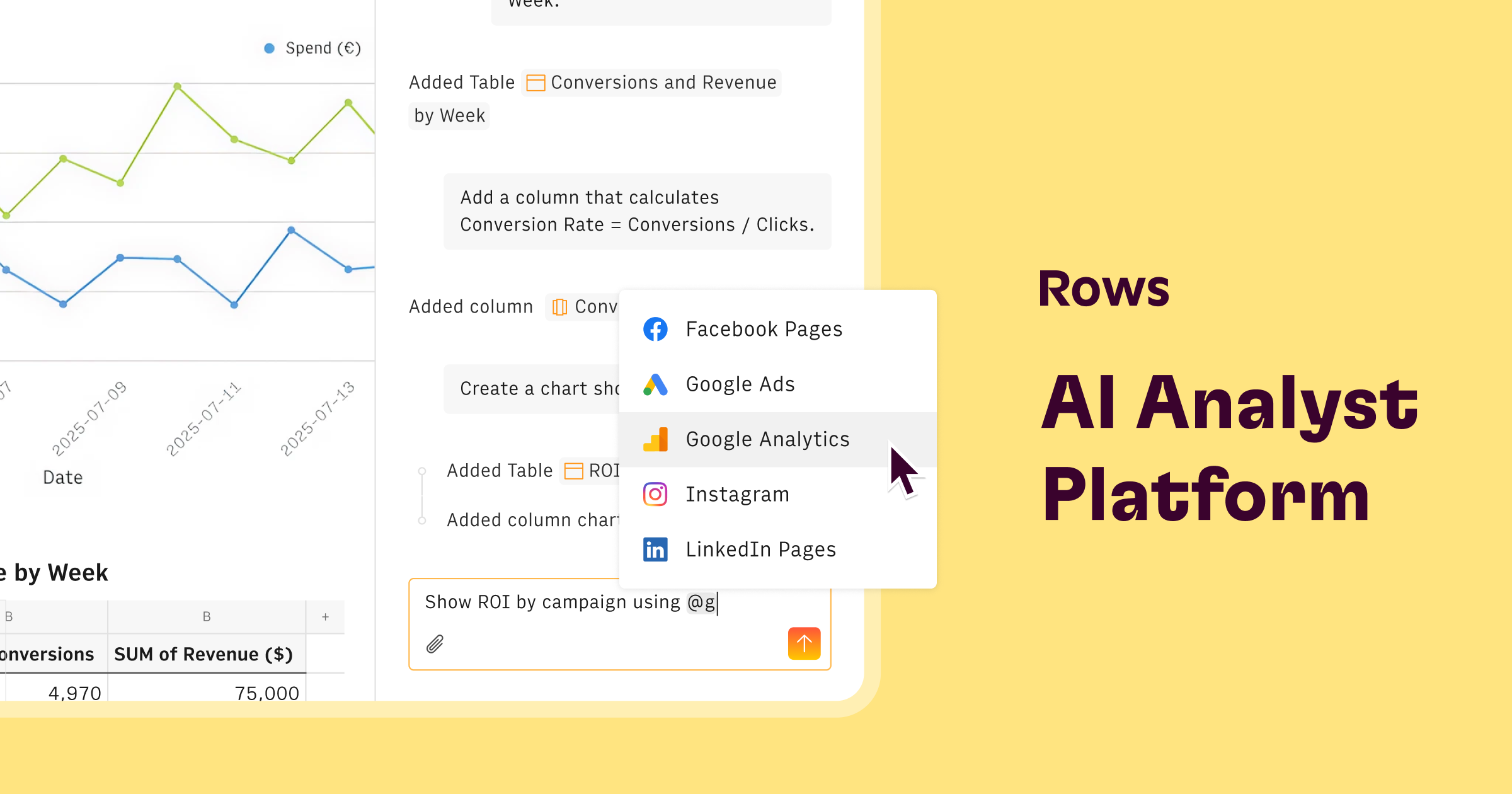 Screenshot von Rows