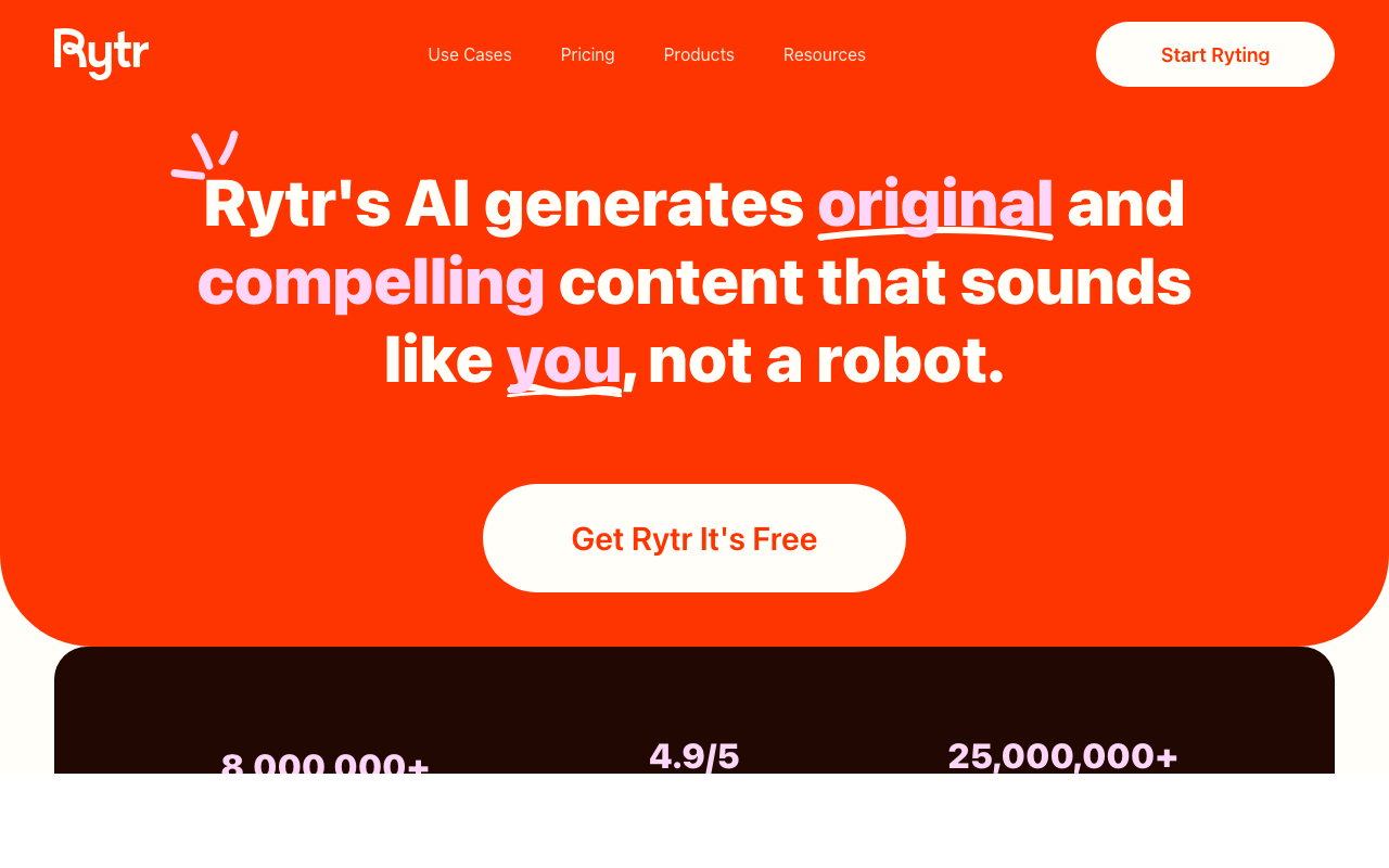 Screenshot von Rytr